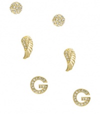 G by GUESS Wing, G, & Fireball Stud Earrings, GOLD G by GUESS Wing, G, & Fireball Stud Earrings, GOLD
