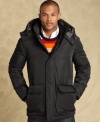 Arm yourself against the elements with the sleek, stylish look of this hooded parka from Tommy Hilfiger.