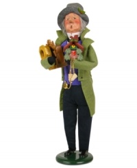 Cuckoo for Christmas, this talented clockmaker peddles his latest creations as last-minute holiday gifts. A beautiful green coat and tuft of holly in his hat make him a welcome sight, with the handcrafted charm of Byers' Choice. Cuckoo for Christmas, this talented clockmaker peddles his latest creations as last-minute holiday gifts. A beautiful green coat and tuft of holly in his hat make him a welcome sight, with the handcrafted charm of Byers' Choice.