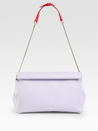 Simple and understated, yet elegant and unique, this supple leather style features a detachable strap and a roomy interior.Detachable adjustable snake chain and leather shoulder strap, 13-14 dropMagnetic snap fold-over closureThree inside open pockets13W X 7½H X 4¾DMade in Italy Simple and understated, yet elegant and unique, this supple leather style features a detachable strap and a roomy interior.Detachable adjustable snake chain and leather shoulder strap, 13-14 dropMagnetic snap fold-over closureThree inside open pockets13W X 7½H X 4¾DMade in Italy