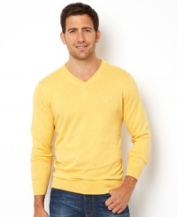 Lighten up - it's not that cool yet. This lightweight v-neck from Nautica will give you some added layers for blustery end-of-summer nights. Lighten up - it's not that cool yet. This lightweight v-neck from Nautica will give you some added layers for blustery end-of-summer nights.