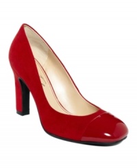 A brilliantly shining cap toe makes the Maxie pumps by Marc Fisher an eye-catching pair. A brilliantly shining cap toe makes the Maxie pumps by Marc Fisher an eye-catching pair.