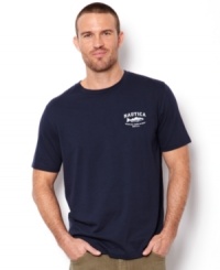 Set sail and cruise through your day in this soft t-shirt by Nautica. Set sail and cruise through your day in this soft t-shirt by Nautica.