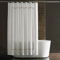 Italian Percale shower curtain with double marrow stitching.