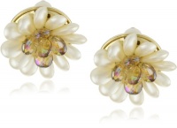 Carolee Late Bloomer Gold-Tone White Pearl Color Flower Earrings Carolee Late Bloomer Gold-Tone White Pearl Color Flower Earrings