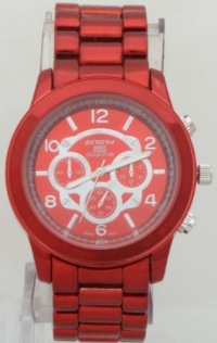 Mark Naimer Color Domination Red watch Chronograph-Style Look Red Metal Band N Case