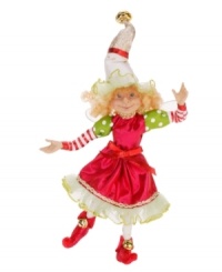 A unique & joyous celebration of Christmas, the Party Girl Pixie figurine features vibrant red and green fabrics and bell accents to bring a festive feel to your holiday setting. An intricately crafted design from Mark Roberts. A unique & joyous celebration of Christmas, the Party Girl Pixie figurine features vibrant red and green fabrics and bell accents to bring a festive feel to your holiday setting. An intricately crafted design from Mark Roberts.
