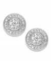 The perfect accessory comes full circle. Eliot Danori's stud earrings feature a circular design with set glass crystal accents. Set in rhodium-plated silver tone mixed metal. Approximate diameter: 3/8 inch.