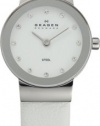 Skagen White Leather & Steel Watch