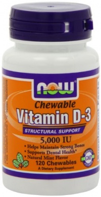 Now Foods Vitamin D-3 5000 Iu Chewable, Mint, 120-Count Now Foods Vitamin D-3 5000 Iu Chewable, Mint, 120-Count
