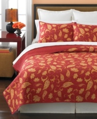 On fire. In fiery red and orange hues, this Chamberley sham from Martha Stewart Collection exudes autumnal beauty with a luscious landscape of fall foliage. On fire. In fiery red and orange hues, this Chamberley sham from Martha Stewart Collection exudes autumnal beauty with a luscious landscape of fall foliage.