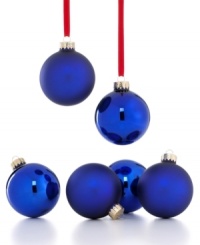 Have a true-blue Christmas with glass ball ornaments from Martha Stewart Collection. Half shiny, half matte, this timeless set is simply stunning on any tree. Have a true-blue Christmas with glass ball ornaments from Martha Stewart Collection. Half shiny, half matte, this timeless set is simply stunning on any tree.
