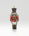 The Heritage of Jay Strongwater began as the bejeweled frame with beautiful stone settings and scrolls, becoming the source of inspiration for this season's new glass ornament collection. This ornament is mouth blown and decorated in Poland with a wonderful team of old world craftsmen. Detailed with crystals, hand applied jewel tone colors and scrolls as if it were a fine piece of jewelry.GlassCrystalMouth blownHand-painted and hand-set5.75H X 2W X 1DImported