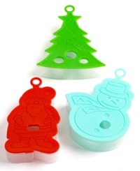 Make holiday baking even better with these hassle-free holiday-themed cookie cutters. Simply stamp the cutter down, press and enjoy an easy release! Ready to brighten up your baked goods, these cutters include the cheeriest Santa, the most festive tree and the coolest snowman. Make holiday baking even better with these hassle-free holiday-themed cookie cutters. Simply stamp the cutter down, press and enjoy an easy release! Ready to brighten up your baked goods, these cutters include the cheeriest Santa, the most festive tree and the coolest snowman.