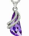 ARCO IRIS Fluid Wing Swarovski Elements Crystal Pendant Necklace W 18k White Gold Plated Chain (Tanzanite Purple) - 2045801