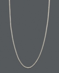 Set in 14k white gold, the icy shimmer of this mirrox box chain adds sophistication to every day. Available in 16. Set in 14k white gold, the icy shimmer of this mirrox box chain adds sophistication to every day. Available in 16.