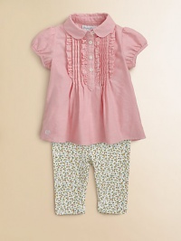 An adorable set pairs a classic oxford top with a stretch cotton floral-print legging. Shirt Club collarShort puff sleevesButton-frontPintuck bodice Pants Elastic waistbandShirt: cottonPants: 97% cotton/3% elastaneMachine washImported Please note: Number of buttons may vary depending on size ordered. An adorable set pairs a classic oxford top with a stretch cotton floral-print legging. Shirt Club collarShort puff sleevesButton-frontPintuck bodice Pants Elastic waistbandShirt: cottonPants: 97% cotton/3% elastaneMachine washImported Please note: Number of buttons may vary depending on size ordered.