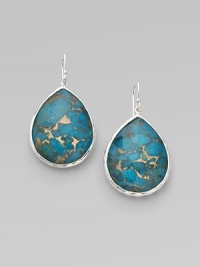 From the Wonderland Collection. Bright turquoise teardrops with gleaming crushed bronze veining are layered with faceted clear quartz for added dimension.Bronze turquoise and clear quartz Sterling silver Drop, about 1¾ Imported From the Wonderland Collection. Bright turquoise teardrops with gleaming crushed bronze veining are layered with faceted clear quartz for added dimension.Bronze turquoise and clear quartz Sterling silver Drop, about 1¾ Imported
