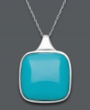 A shining stand out. Square turquoise (24 mm) dazzles in this smooth sterling silver pendant necklace. Approximate length: 18 inches. Approximate drop: 1-1/4 inches.