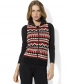 Lauren Ralph Lauren's cozy wool-blend vest is knit with a vibrant Fair Isle pattern and finished with athletic-inspired details.