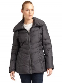 THE LOOKQuilted puffer designPillow collar with tab closureFront zipperDual front welt pocketsLong sleevesTHE FITAbout 28 from shoulder to hemTHE MATERIALShell: polyesterFill: down/waterfowl feathersFully linedCARE & ORIGINMachine washImportedModel shown is 5'10 (177cm) wearing US size Small. THE LOOKQuilted puffer designPillow collar with tab closureFront zipperDual front welt pocketsLong sleevesTHE FITAbout 28 from shoulder to hemTHE MATERIALShell: polyesterFill: down/waterfowl feathersFully linedCARE & ORIGINMachine washImportedModel shown is 5'10 (177cm) wearing US size Small.