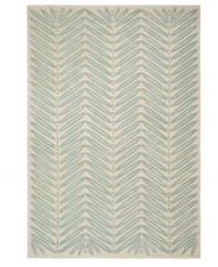 A herringbone pattern of leaves creates a fresh look for the modern home in this unique area rug from Martha Stewart rugs. Hand tufted in India of long wool fibers, this luxurious home accent presents unparalleled comfort and style underfoot. A herringbone pattern of leaves creates a fresh look for the modern home in this unique area rug from Martha Stewart rugs. Hand tufted in India of long wool fibers, this luxurious home accent presents unparalleled comfort and style underfoot.