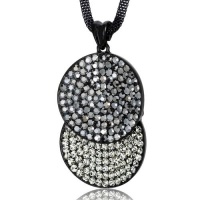 Overlapping Circles Hematite and Black Diamond Swarovski Crystal Double Circle Pendant Necklace Overlapping Circles Hematite and Black Diamond Swarovski Crystal Double Circle Pendant Necklace
