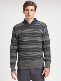 A new classic, a merino-wool knit sweater with a brilliant pattern.CrewneckPull-on styleMerino woolDry cleanImported A new classic, a merino-wool knit sweater with a brilliant pattern.CrewneckPull-on styleMerino woolDry cleanImported