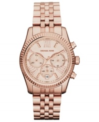 An allover rosy silhouette lends a lovely presence to this Lexington collection watch from Michael Kors. An allover rosy silhouette lends a lovely presence to this Lexington collection watch from Michael Kors.