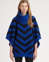 EXCLUSIVELY AT SAKS. Contrasting chevron pattern and an oversized funnelneck renew this wool-blend poncho sweater. Oversized ribbed funnelneckPoncho sleevesRibbed cuffs and hemAbout 27 from shoulder to hem40% cotton/40% nylon/20% woolDry cleanImportedModel shown is 5'9 (176cm) wearing US size X-Small/Small.