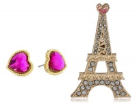 Betsey Johnson Holiday Boxed Eiffel Tower Pin and Heart Stud Earrings Set Betsey Johnson Holiday Boxed Eiffel Tower Pin and Heart Stud Earrings Set