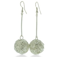 MESH BALL DROP SILVER EAR Fashion Forward Wire Wrapped Silver Tone Drop Earrings MESH BALL DROP SILVER EAR Fashion Forward Wire Wrapped Silver Tone Drop Earrings