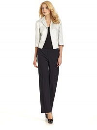 THE LOOKFront hook-and-eye closuresLightly padded shouldersBelled three-quarter sleevesSnakeskin print throughoutTHE FITAbout 21 from shoulder to hemTHE MATERIAL52% acetate/31% polyester/11% metallic yarn/6% polyacrylicFully linedCARE & ORIGINDry CleanImportedModel shown is 5'11 (180cm) wearing US size 4. THE LOOKFront hook-and-eye closuresLightly padded shouldersBelled three-quarter sleevesSnakeskin print throughoutTHE FITAbout 21 from shoulder to hemTHE MATERIAL52% acetate/31% polyester/11% metallic yarn/6% polyacrylicFully linedCARE & ORIGINDry CleanImportedModel shown is 5'11 (180cm) wearing US size 4.