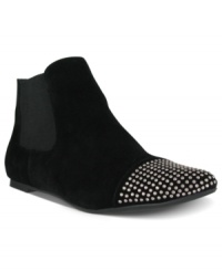 Neat rows of studs make for a pretty, trendy cap toe on the Brighton booties by Mia. Neat rows of studs make for a pretty, trendy cap toe on the Brighton booties by Mia.