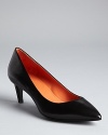 Deceptively simple, this timeless pointed toe kitten heel pump is a must-have basic style for every footwear wardrobe.