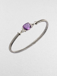 From the Petite Wheaton Collection. A beautiful cable design with a center of rich amethyst accented in dazzling diamonds. Sterling silverAmethystDiamonds, .08 tcwDiameter, about 2½Hook clasp closureImported From the Petite Wheaton Collection. A beautiful cable design with a center of rich amethyst accented in dazzling diamonds. Sterling silverAmethystDiamonds, .08 tcwDiameter, about 2½Hook clasp closureImported
