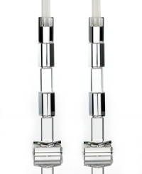 Dim the lights and turn up the glamor with Rivera candlesticks from Lighting by Design. Stacks of glistening crystal create a bold geometric look and retro feel to complement contemporary-chic dining tables and living room decor. Dim the lights and turn up the glamor with Rivera candlesticks from Lighting by Design. Stacks of glistening crystal create a bold geometric look and retro feel to complement contemporary-chic dining tables and living room decor.