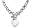 Designer Inspired Stainless Steel Heart Toggle Tag Necklace Chain Engravable 18 (Heavier Version)