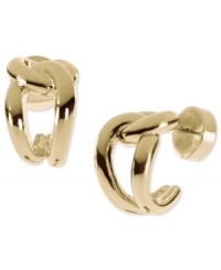 Twist the night away in this chic knot hoop earrings from Michael Kors. Crafted in gold tone mixed metal. Approximate length: 1/2 inch. Twist the night away in this chic knot hoop earrings from Michael Kors. Crafted in gold tone mixed metal. Approximate length: 1/2 inch.
