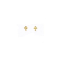 14K Yellow Gold Dipped Gothic Style Cross Stud Earrings