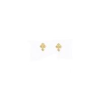 14K Yellow Gold Dipped Gothic Style Cross Stud Earrings