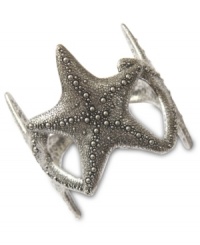 A touch of the sea. Lucky Brand's textured starfish cuff bracelet adds a stylish touch to any look. Crafted in silver tone mixed metal. Approximate diameter: 2-5/8 inches. A touch of the sea. Lucky Brand's textured starfish cuff bracelet adds a stylish touch to any look. Crafted in silver tone mixed metal. Approximate diameter: 2-5/8 inches.