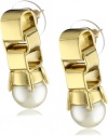 Kate Spade New York BOX CHAIN PEARLS Gold Drop Earrings