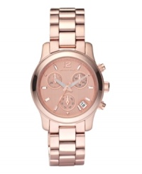 Do wonders for your optimism and sport this rosy Runway watch by Michael Kors. Do wonders for your optimism and sport this rosy Runway watch by Michael Kors.