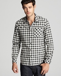 Off-kilter accents like the slight slant of the chest pocket reveal your playful, modern edge and sartorial wit. From Rogan. Off-kilter accents like the slight slant of the chest pocket reveal your playful, modern edge and sartorial wit. From Rogan.