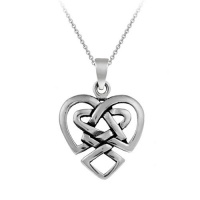 Sterling Silver Celtic Knot Heart Pendant Necklace, 18 Sterling Silver Celtic Knot Heart Pendant Necklace, 18