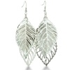 Delicate Silver Tone Leaf Trio Lightweight Dangle Earrings, 3 Inches