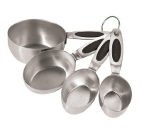 Oggi Stainless Steel Measuring Cups with Ez Grip Santoprene Handles, Set of 4 Oggi Stainless Steel Measuring Cups with Ez Grip Santoprene Handles, Set of 4