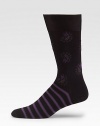 A mix of classic patterns brings stripes and paisley to one, mid-calf design. Cotton/nylon; machine wash Made in Italy