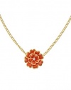 Gold Tone With Orange Flower Necklace Gold Tone With Orange Flower Necklace